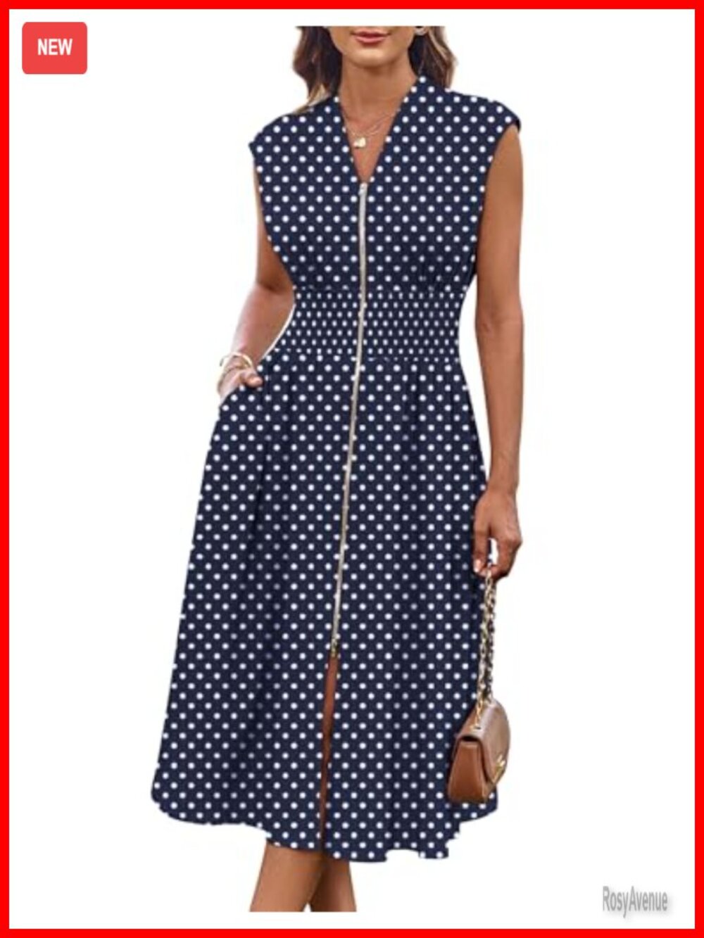 Womens Casual Business Office Fit & Flare Midi Dress Sleeveless